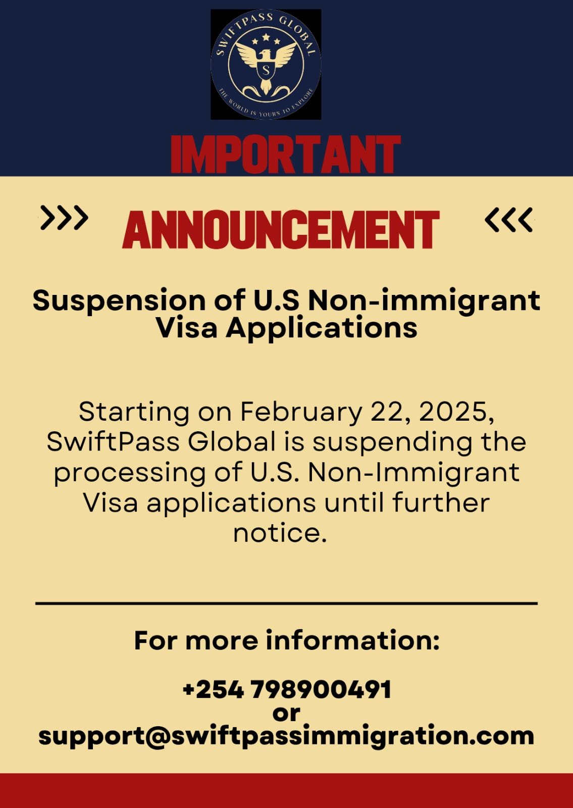 SwiftPass is Suspending U.S. Non-Immigrant Visa Applications
